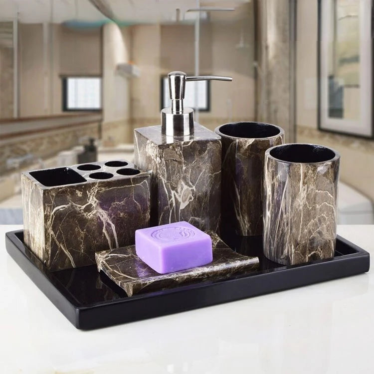 Resin Marble Ink Pattern Bathroom Accessory Set