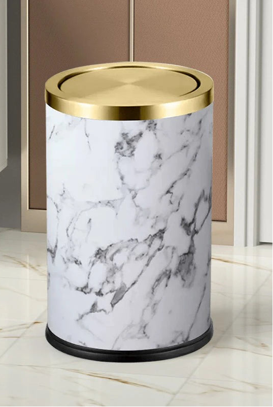 Leather / Marble Waste Bin with Lid