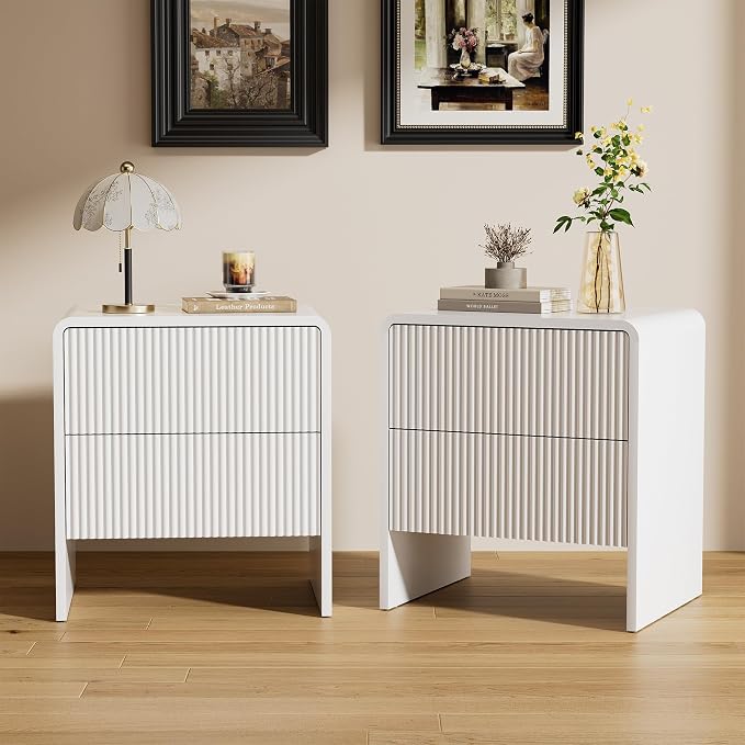 Minimalist Fluted Nightstand Set