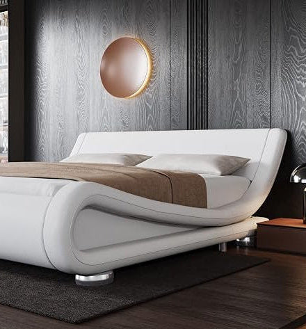Modern Sleigh Upholstered Platform Bed