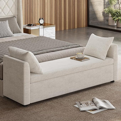 Modern Upholstered Storage Bench with Pillows