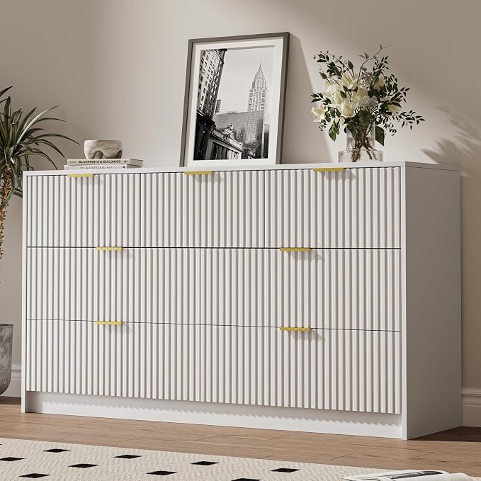 Minimalist Wood Dresser with Fluted Drawers