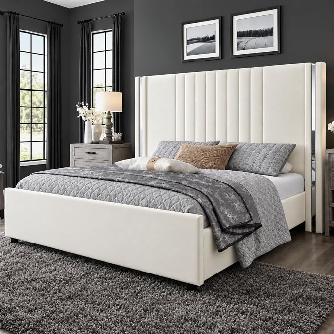 Modern Channel Tufted Velvet Bed
