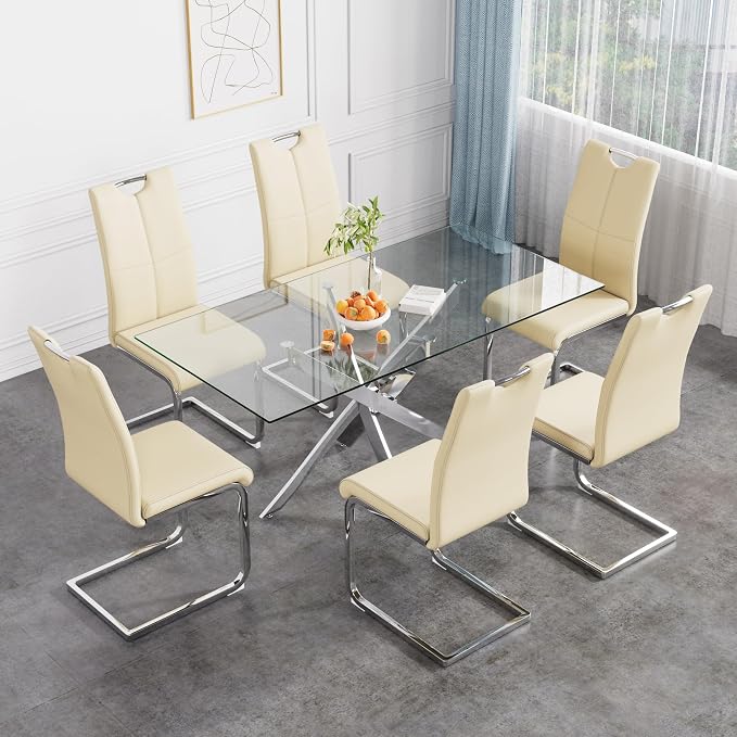 Celeste Rectangular Glass Dining Set