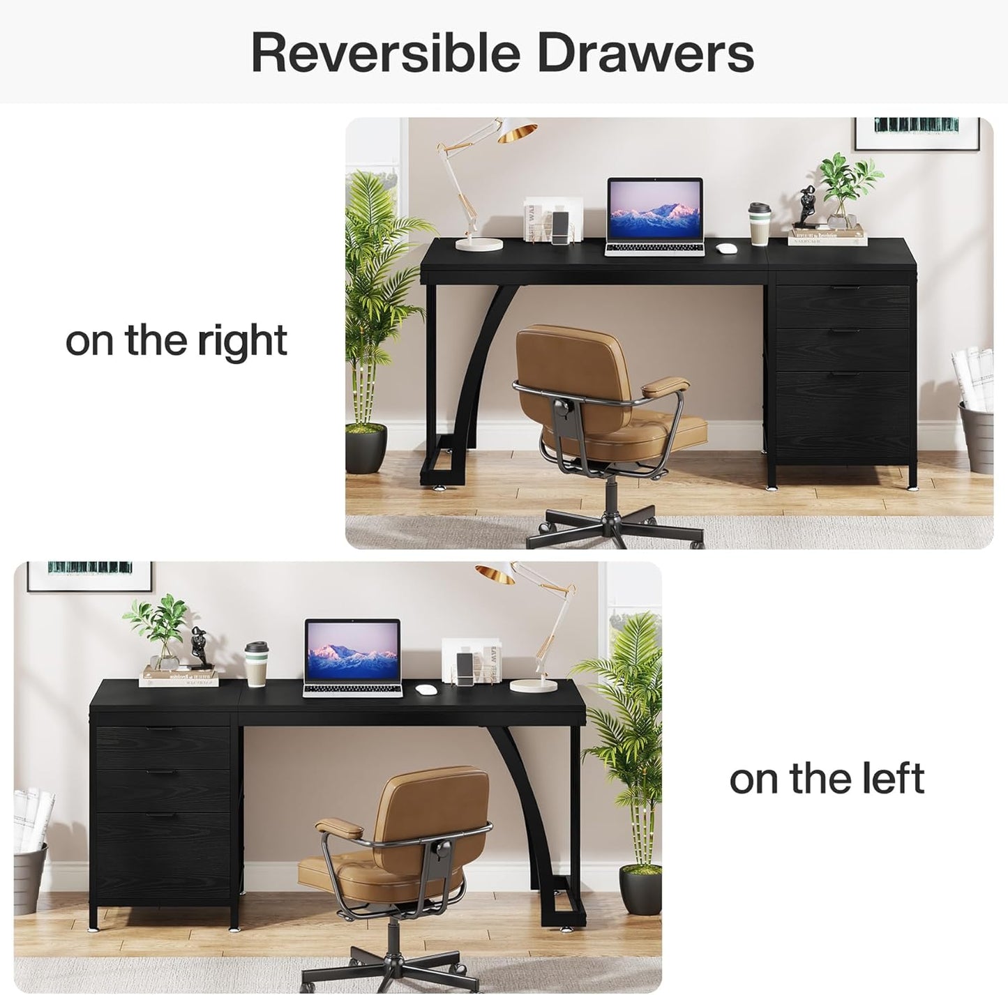Prestige Computer Desk with Reversible File Cabinet