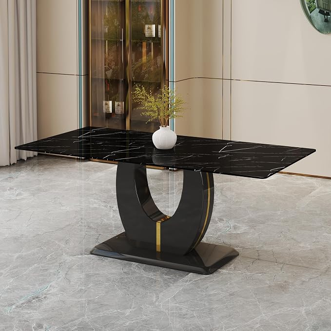 LuxeMarble Glass Dining Table