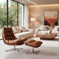 Mid-Century Modern Leather Recliner with Ottoman