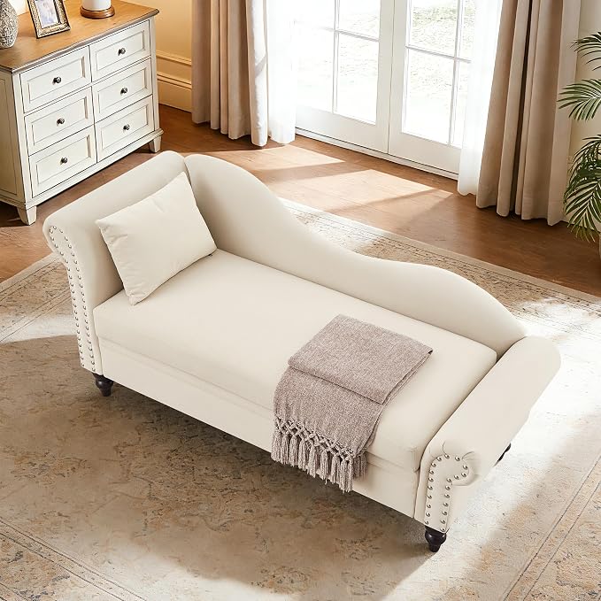 Modern Velvet Storage Chaise Lounge