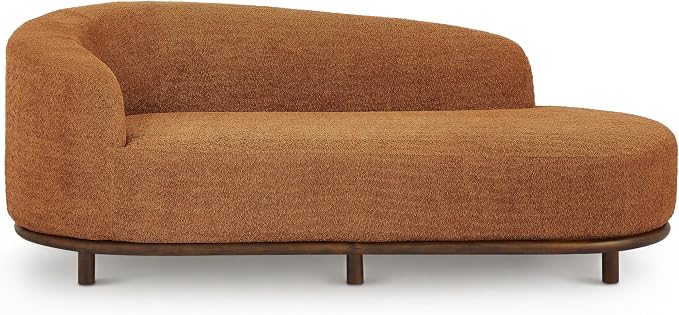 Modern Curved Bouclé Chaise Lounge