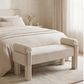 Modern Cylindrical Upholstered Linen Bench