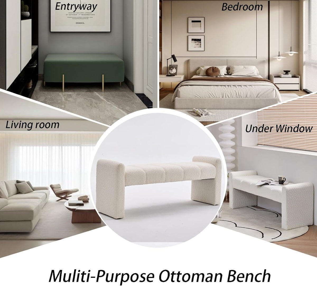 Modern Channel Tufted Upholstered Bench
