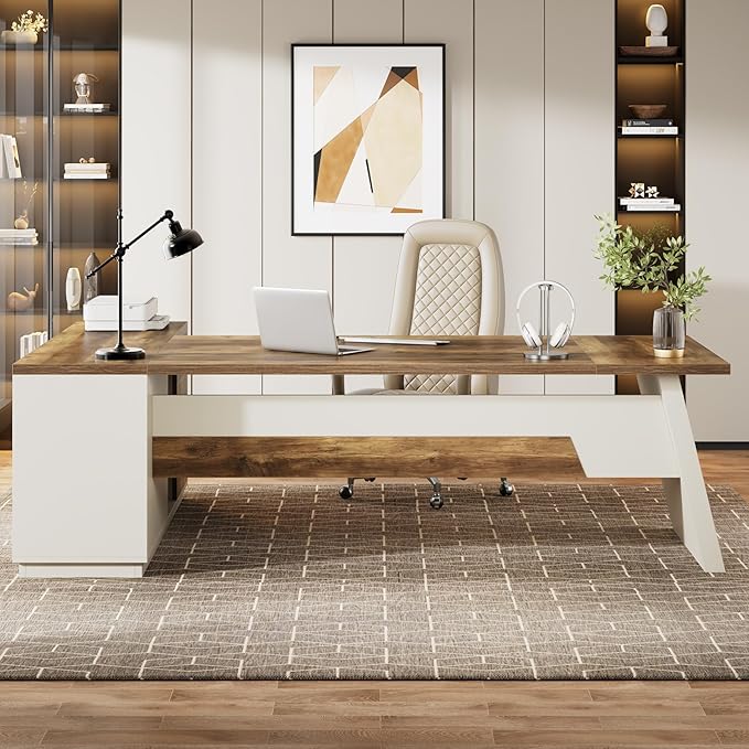 Grandview Executive L-Shaped Desk with File Storage