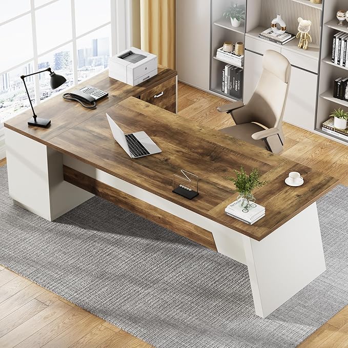 Grandview Executive L-Shaped Desk with File Storage