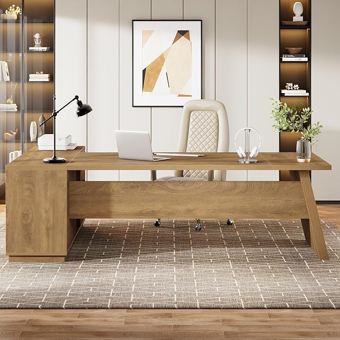 Grandview Executive L-Shaped Desk with File Storage