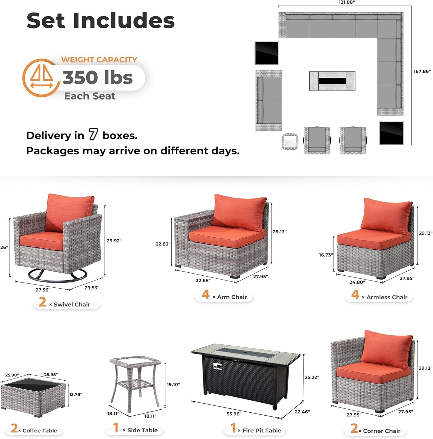 Sunset Ember 16-Piece Patio Fire Pit Set