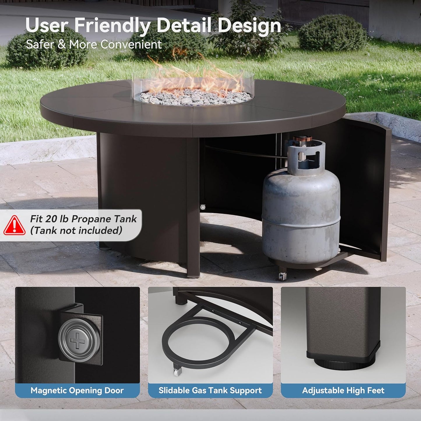 EmberGlow Patio Dining Set with Fire Pit Table