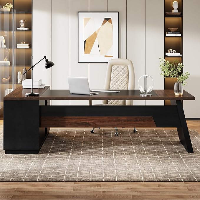 Grandview Executive L-Shaped Desk with File Storage