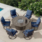 EmberGlow Patio Dining Set with Fire Pit Table