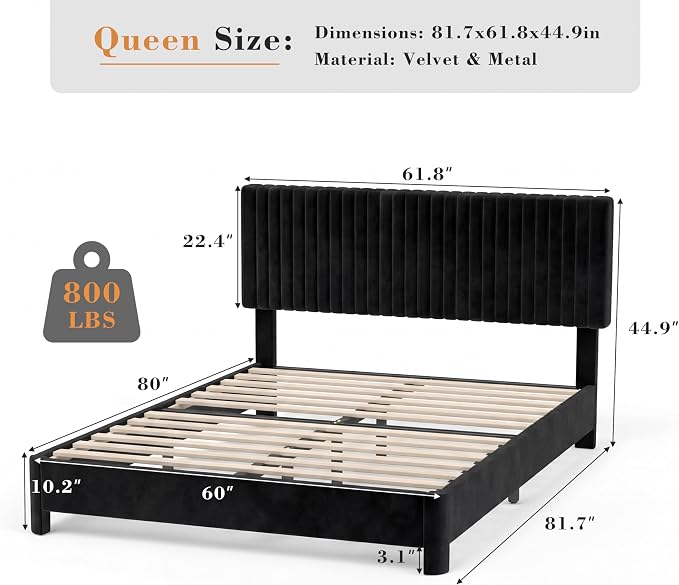 Modern Luxe Velvet Platform Bed