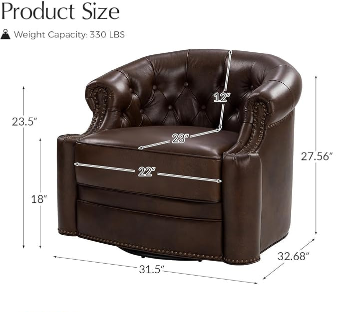 Regent™ Genuine Leather Swivel Barrel Chair