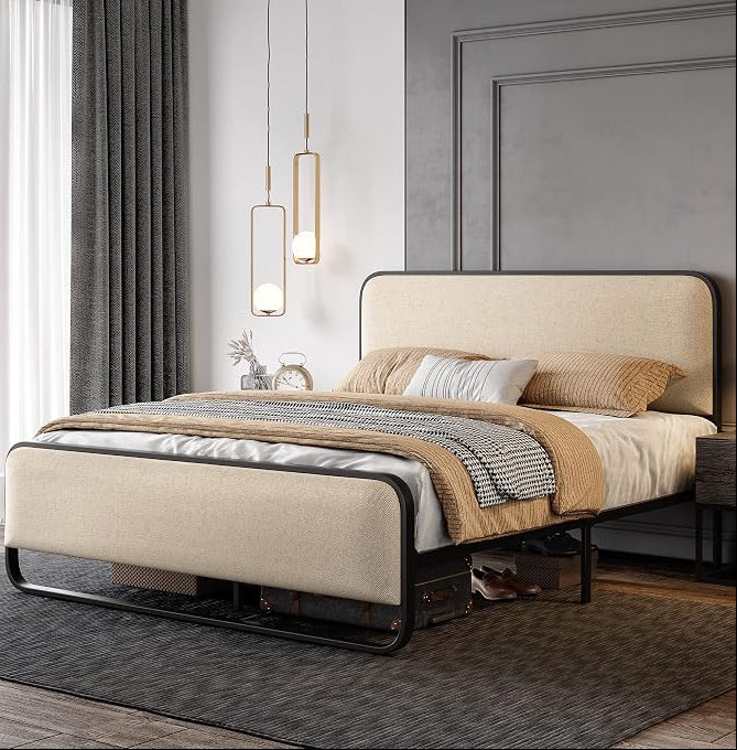 Modern Curved Upholstered Platform Bed
