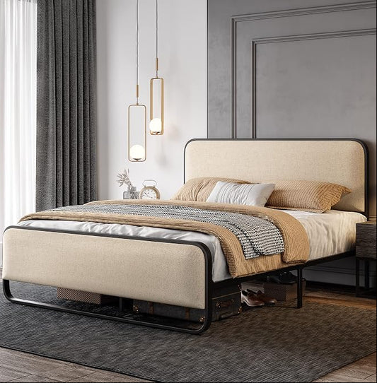 Modern Curved Upholstered Platform Bed