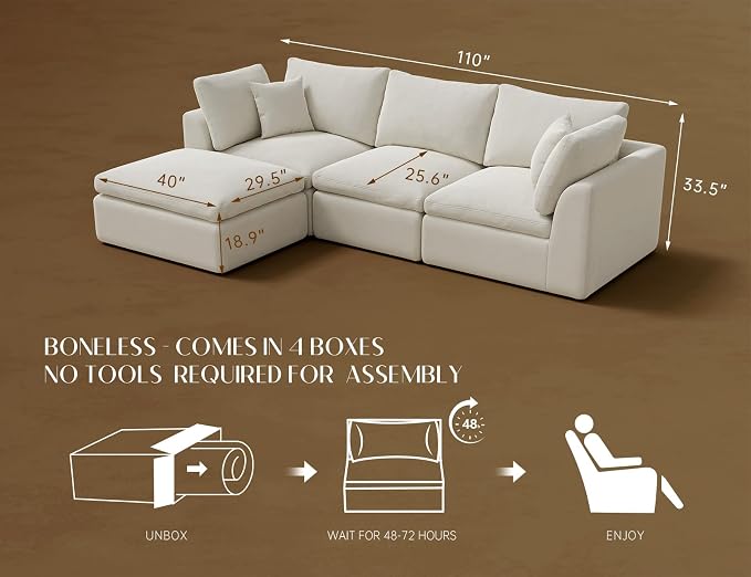 CloudLuxe Modular Sectional Sofa with Ottoman