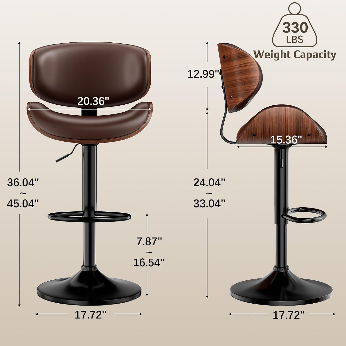 ContourLift 360° Adjustable Bar Stool Set
