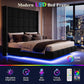 Grand Luxe Floating Wingback Bed with 72" Headboard & LED Lighting