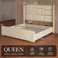 Modern Upholstered Bed with Gold Accents