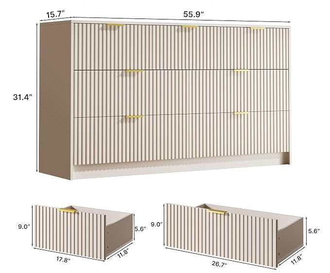 Minimalist Wood Dresser with Fluted Drawers