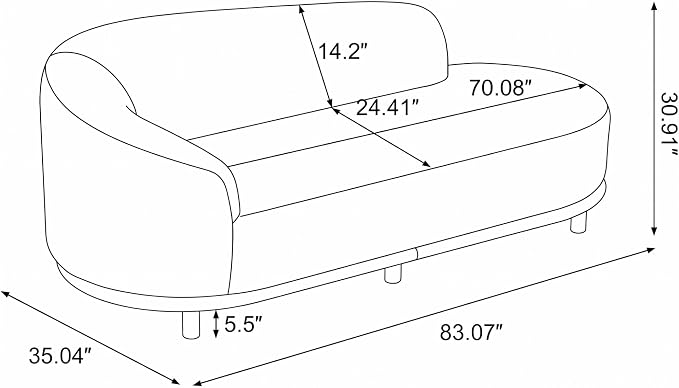 Modern Curved Bouclé Chaise Lounge
