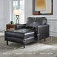 Modern Luxe Black Leather Chaise Lounge