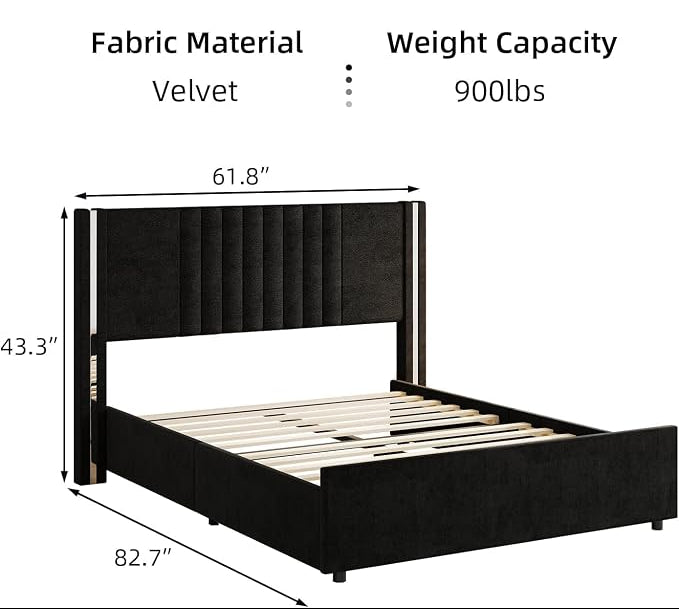 Modern Channel Tufted Velvet Bed