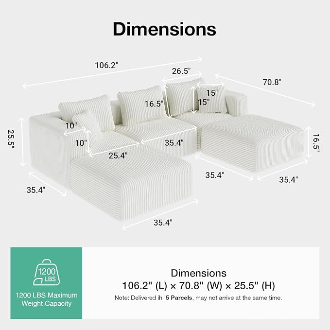 CloudFlex Corduroy Modular Sectional Sofa