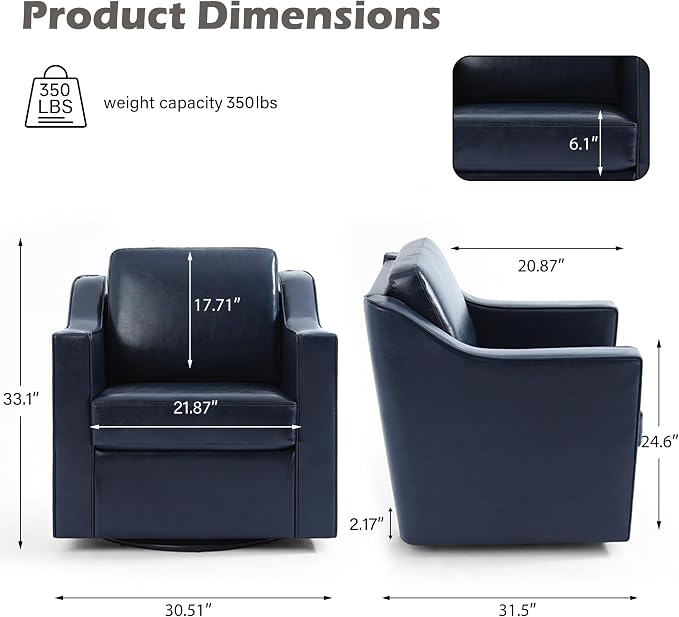 Fairmont™ Genuine Leather Swivel Barrel Chair