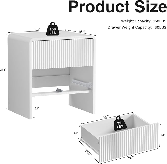 Minimalist Fluted Nightstand Set