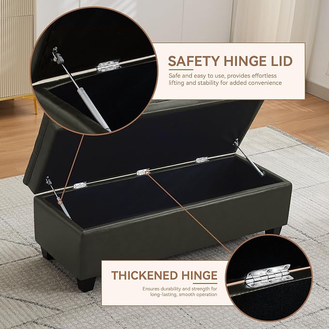 Modern Tufted Faux Leather Storage Bench