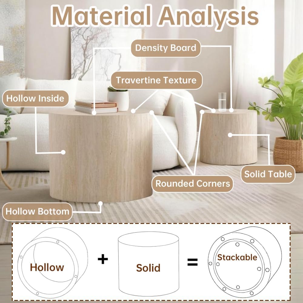 Round Nesting Coffee Table Set