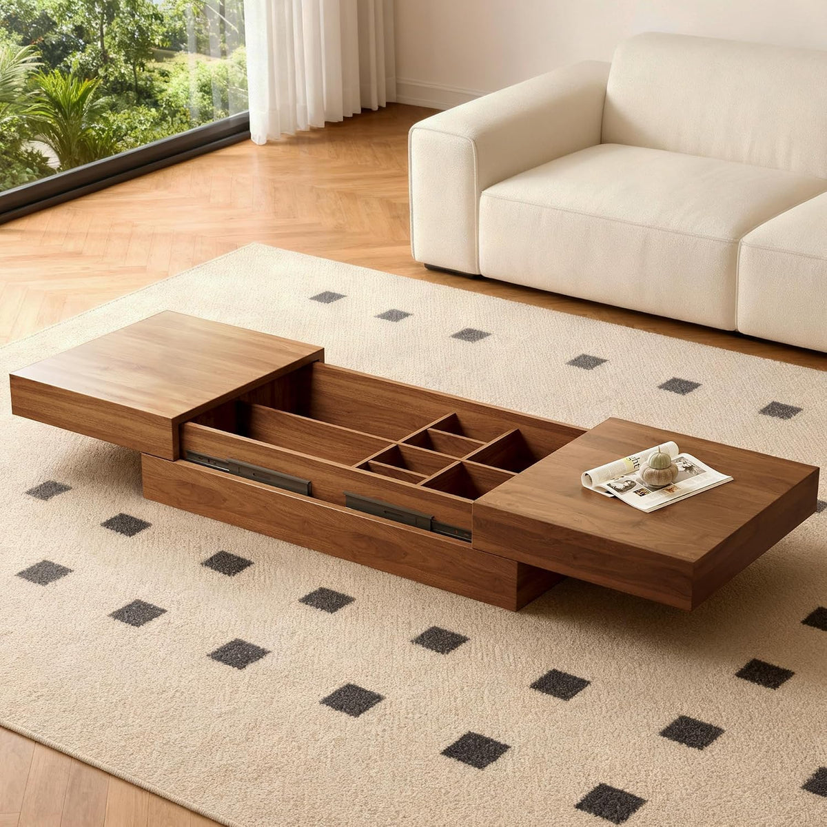 Modern Wood Coffee Table with Hidden Storage