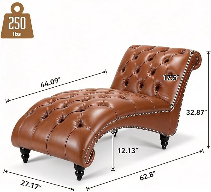 Modern Chesterfield PU Leather Chaise Lounge