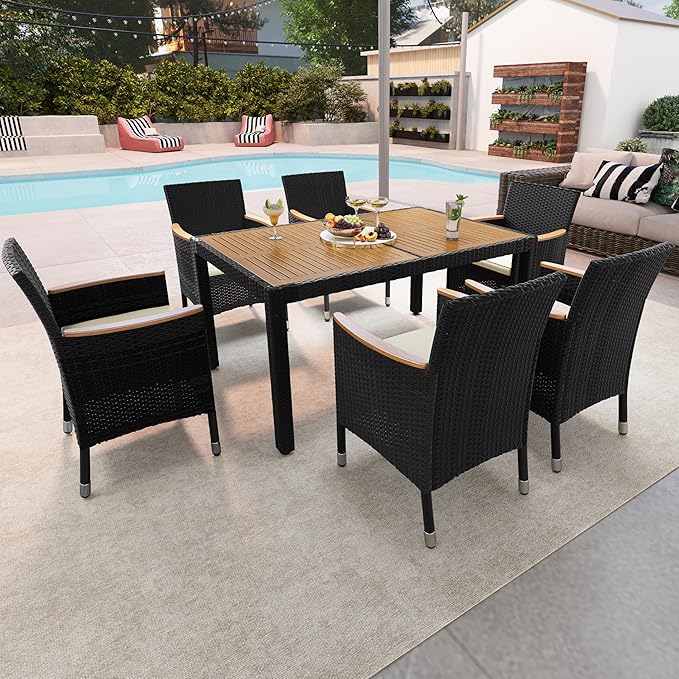Coastal Haven 7-Piece Acacia Wood Patio Dining Set