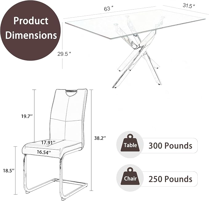 Celeste Rectangular Glass Dining Set