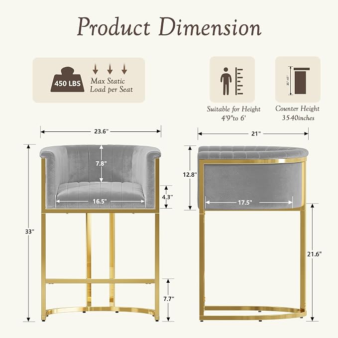 Milan Luxe Barrel Counter Stool Set