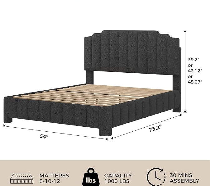 Cloud Bouclé Upholstered Platform Bed