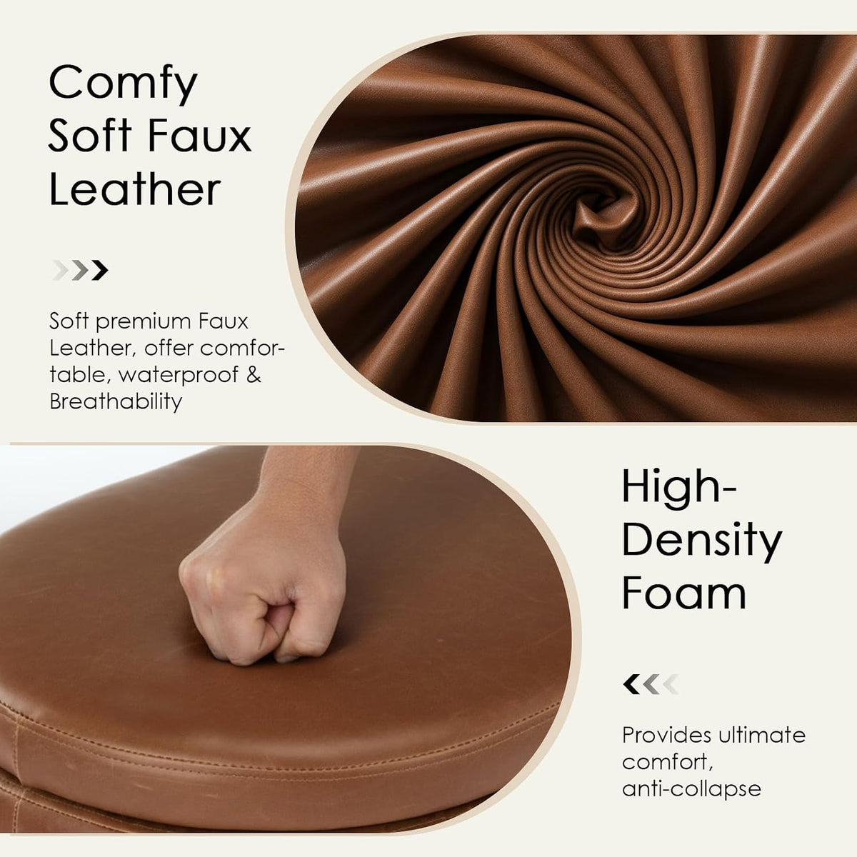 Modern Leather Storage Ottoman Bench