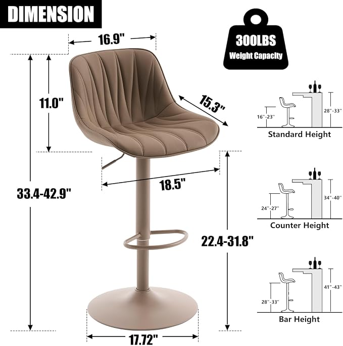Aurelio 360° Adjustable Bar Stool Set