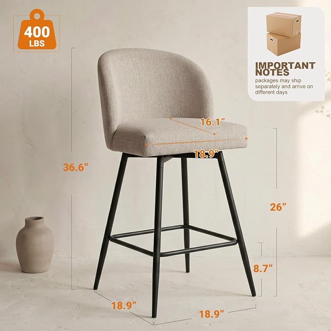 ComfortCurve 360° Swivel Bar Stool Set