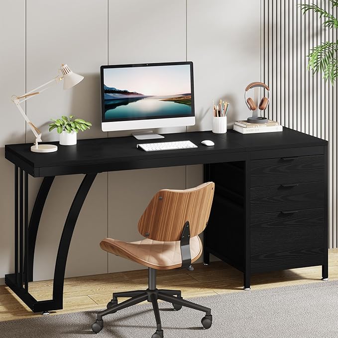 Prestige Computer Desk with Reversible File Cabinet