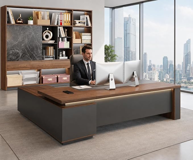 ApexGlow™ Executive L-Shaped Desk